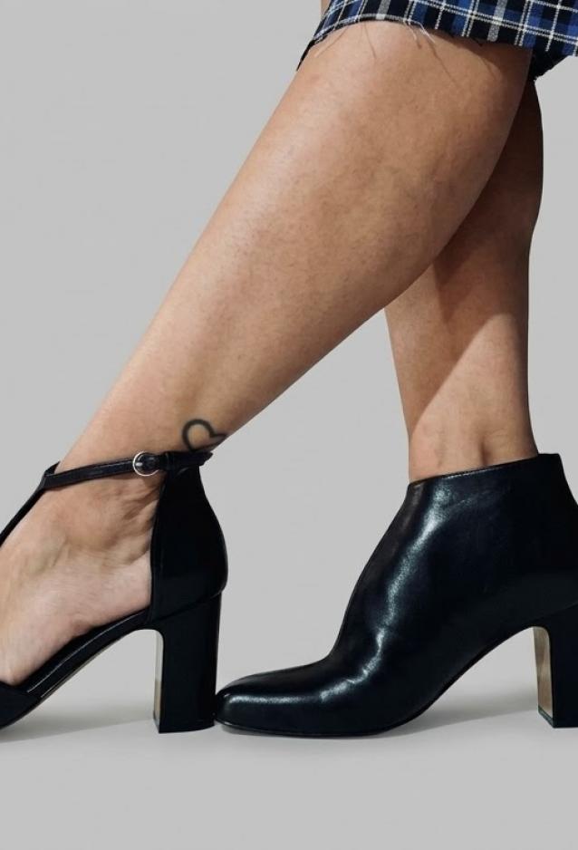 AUDLEY Women's Low Heel Leather Shoe Black