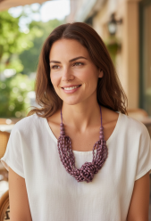 Pearl strand necklace Fucsia
