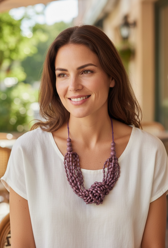 Pearl strand necklace Fucsia