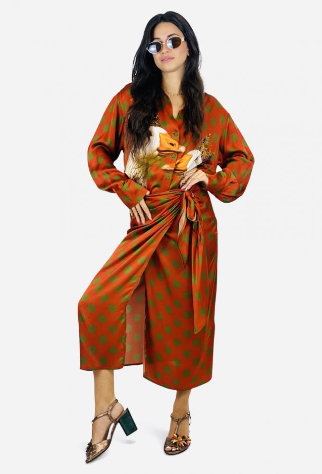 Souvenir sarong skirt pois red 