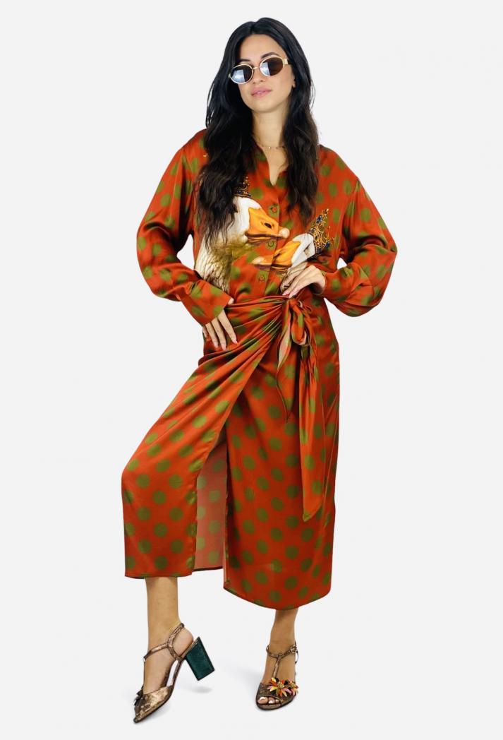 Souvenir sarong skirt pois red 