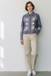 Lulu lab camicia check ricamo navy 